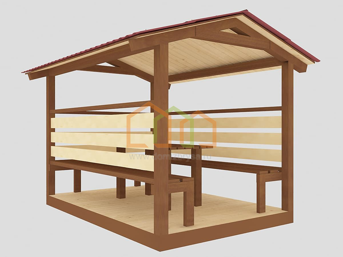 Беседка летняя 2х3 Площадь:6 м² Каркас 40х50 мм. под ключ в Брянске